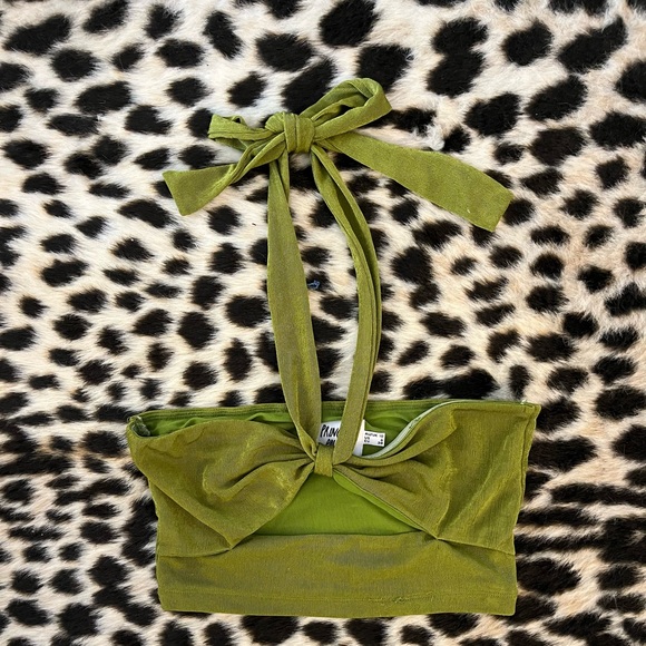 Green crop top bandeau/halter - Picture 2 of 5